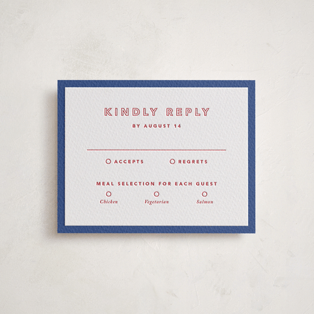"Color Tone" - Letterpress Bar and Bat Mitzvah RSVP Cards in Scarlet by Kindred Fields - Front