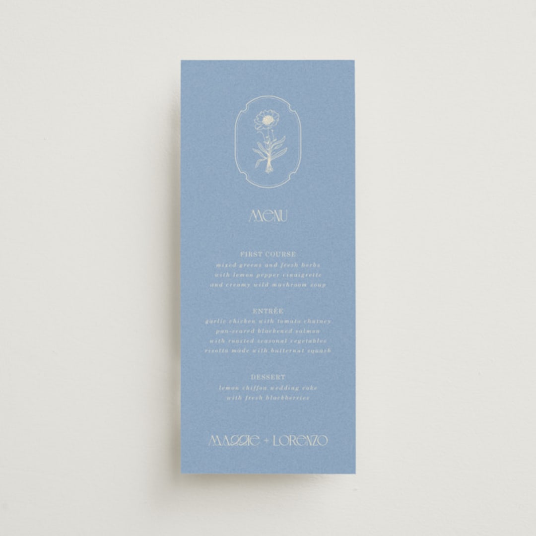 "Flora Arch" - Menus in Cerulean by Baumbirdy - Front