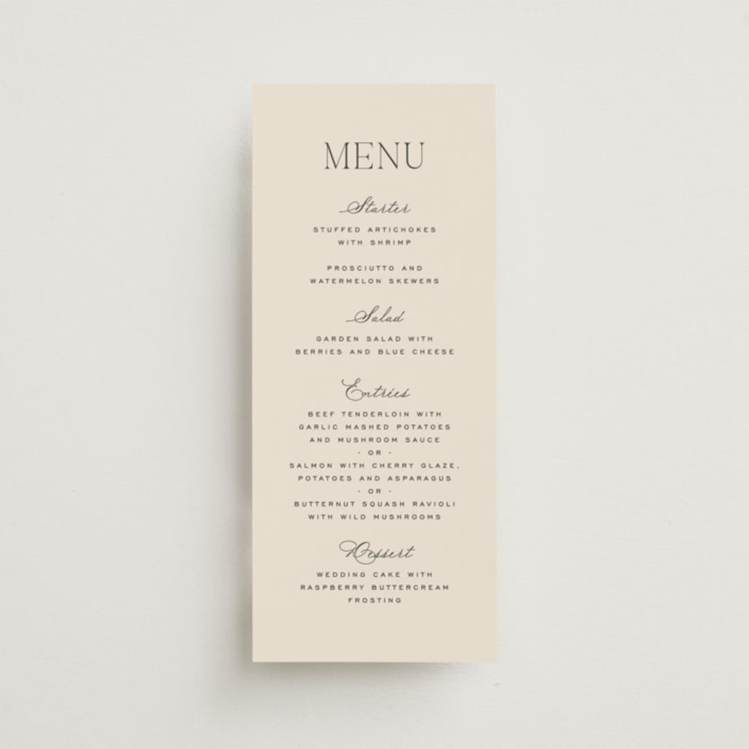 "Tendu" - Menus in Creme by Carly Reed Walker - Front