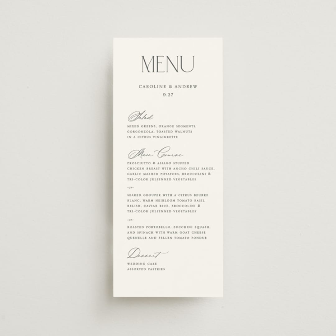 "Contemporary" - Menus in Cotton by Vanessa Doyle - Front