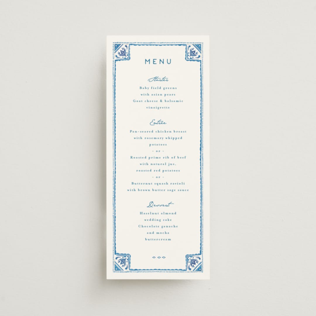 "watercolor tile" - Menus in Navy by Anastasia Makarova - Front