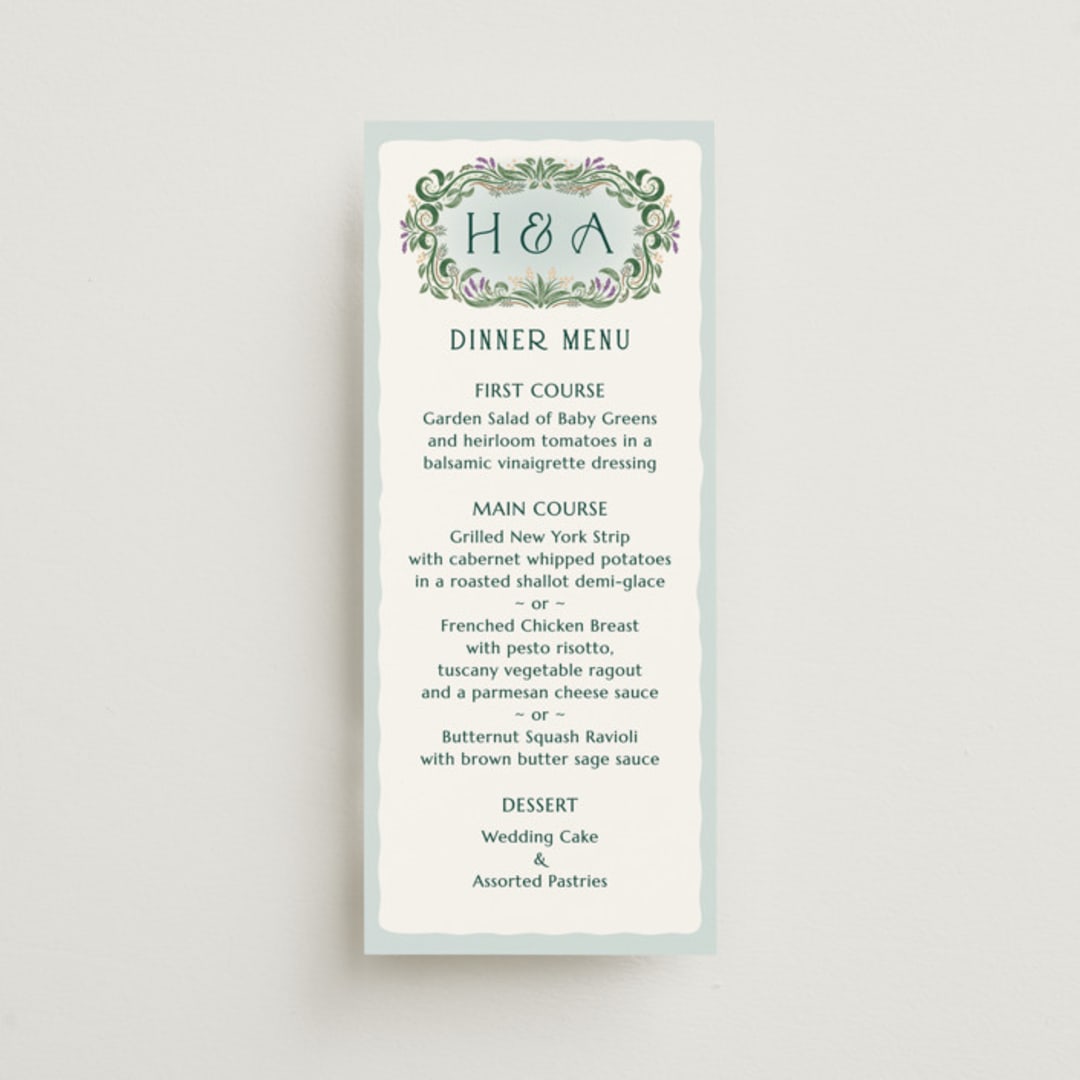 "Sierra" - Menus in Spruce by Paper Sun Studio - Front