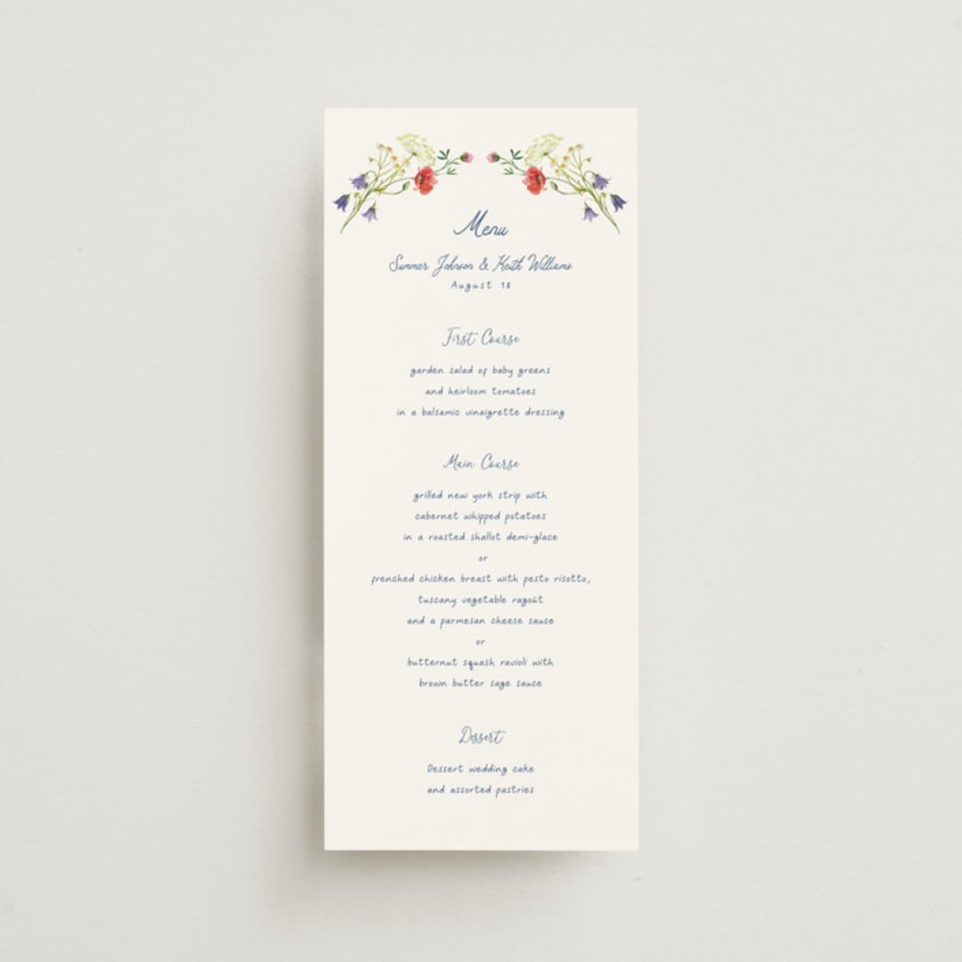 "Wildflower Romance" - Menus in Ivory by frau brandt - Front