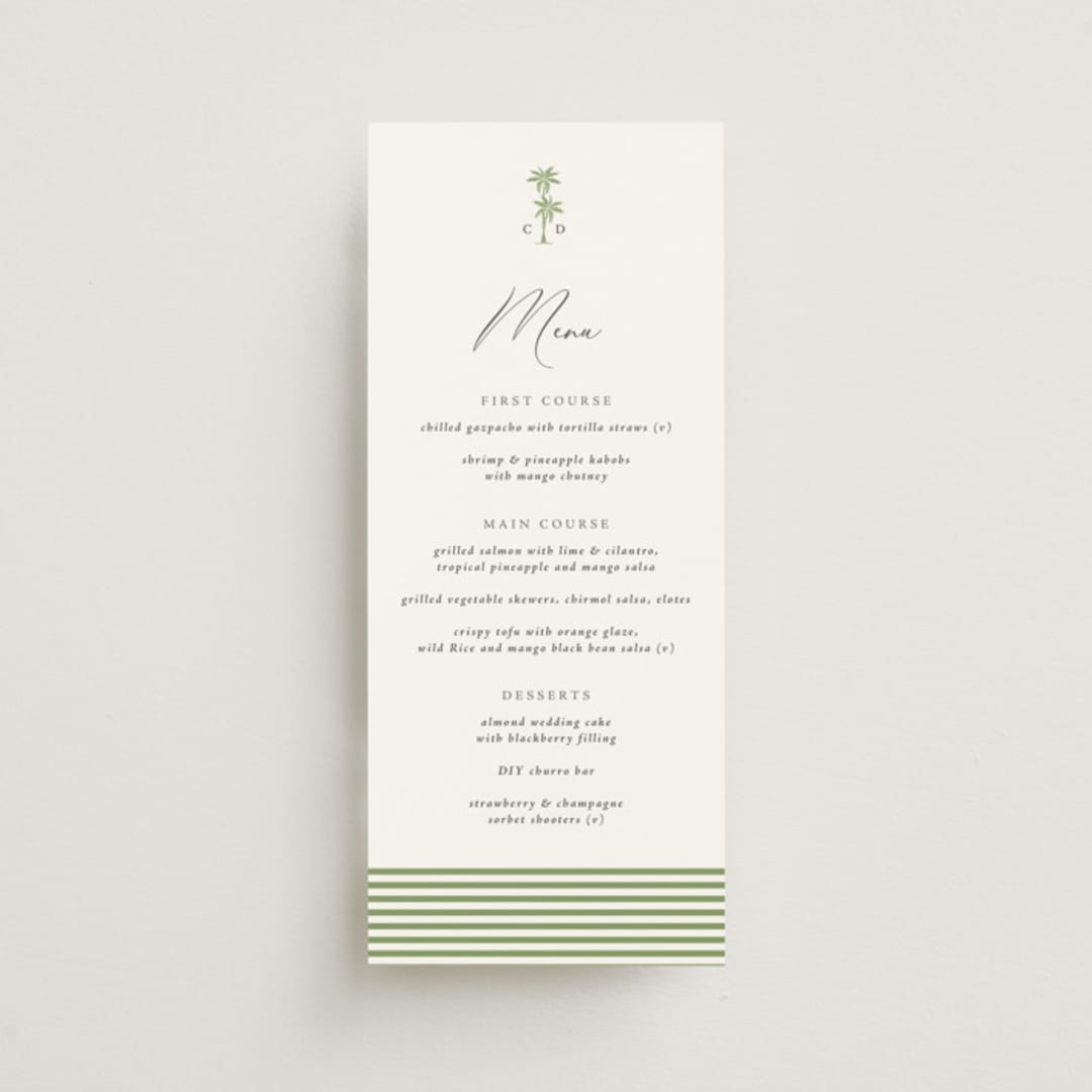 "Palm Monogram" - Menus in Leaf by Olivia Raufman - Front