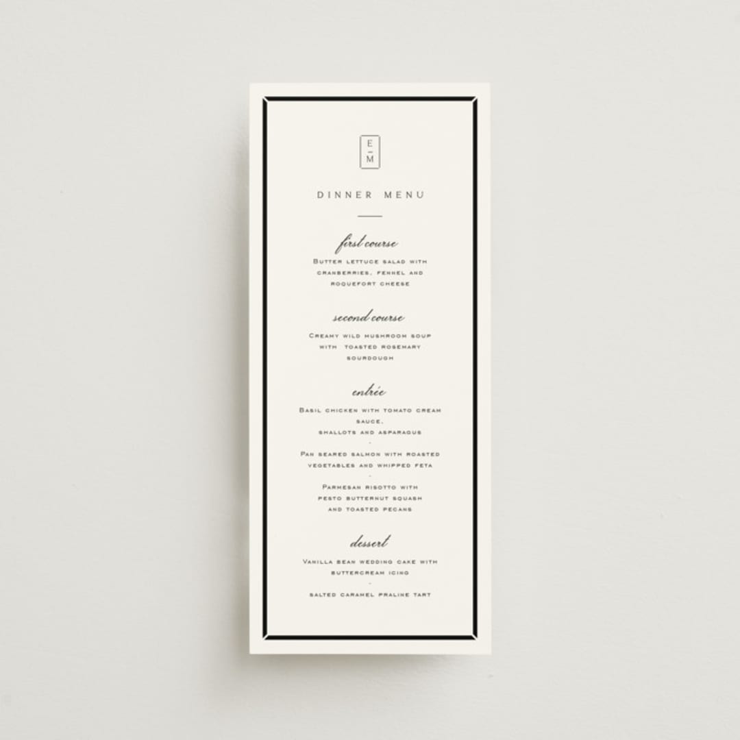 "Stripe Bevel" - Menus in Salt by Amy Kross - Front