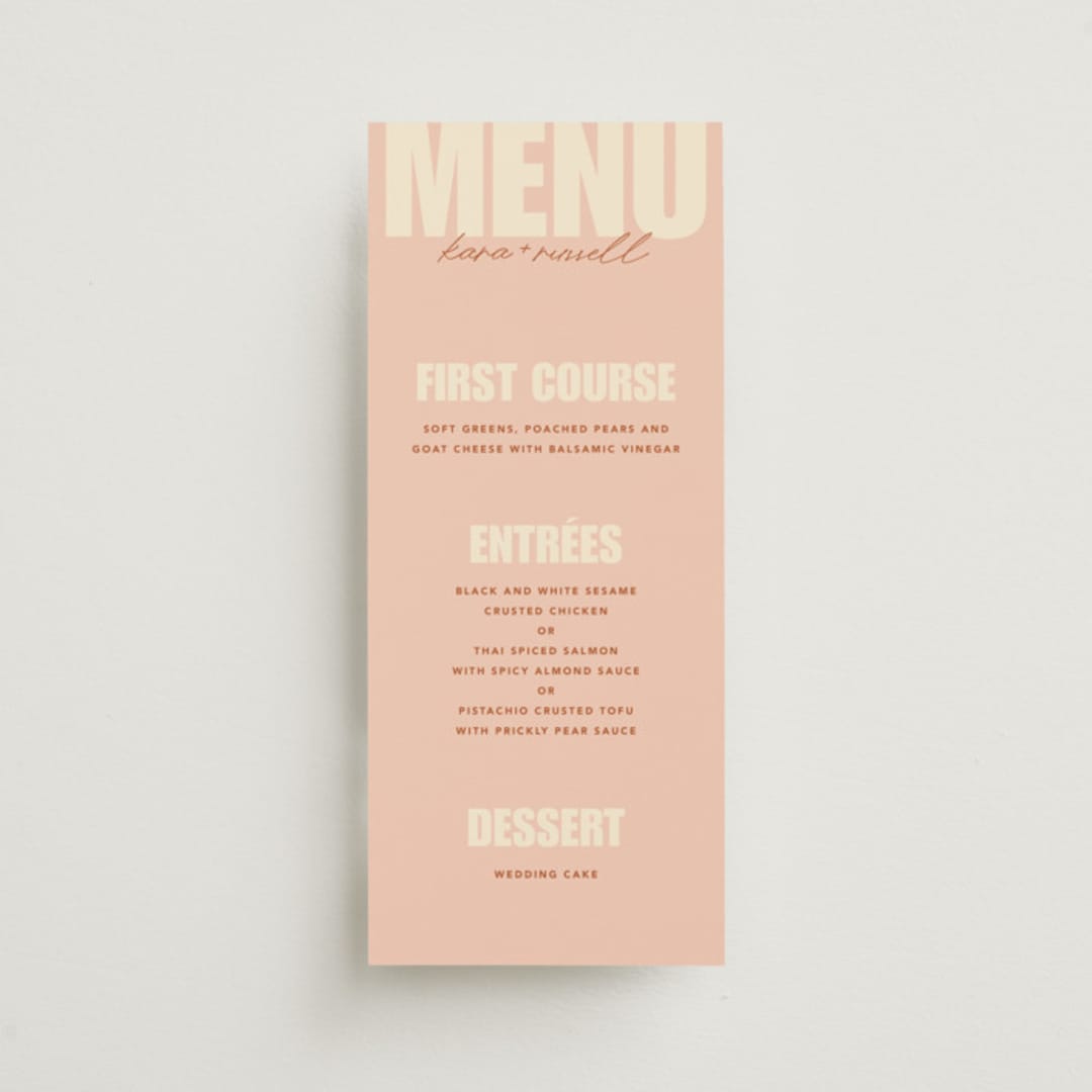 "Typographical Poster" - Menus in Blush by Stacey Day - Front