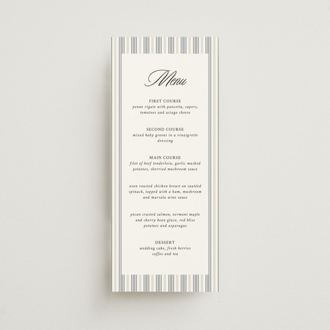 "Sophistique" - Menus in Linen by Cindy Reynolds - Front