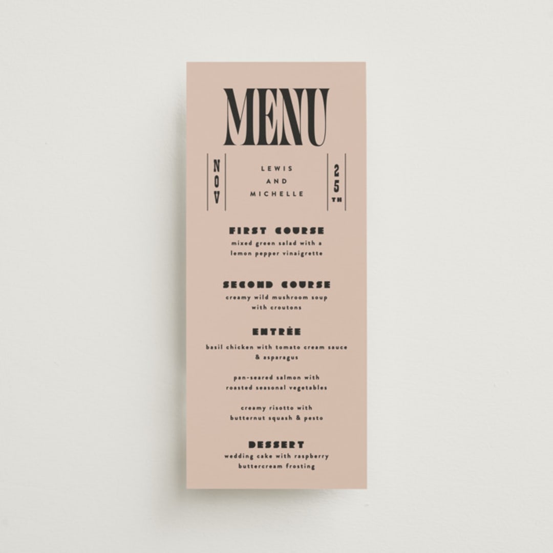 "Bold Stack" - Menus in Noir by Alethea and Ruth - Front