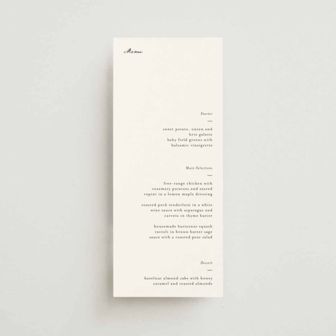 "Tuscany" - Menus in Ink by Blustery August - Front