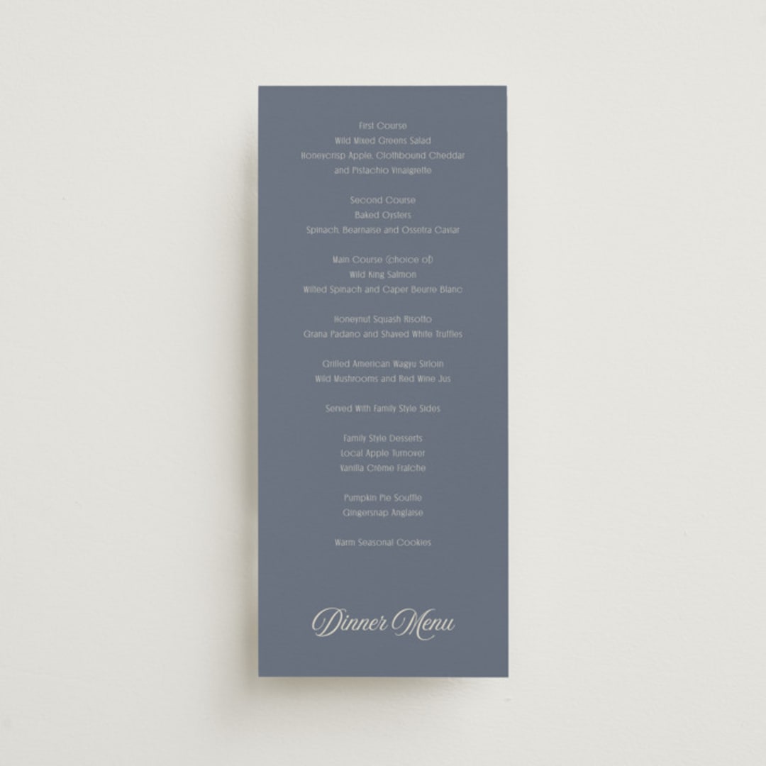 "Ritzy" - Menus in French Blue by Nicoletta Savod - Front