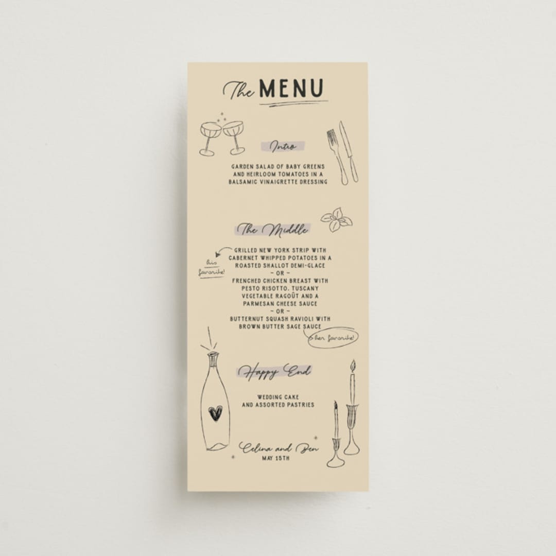 "Modern Fairy Tale" - Menus in Linen by Helena Vitto - Front