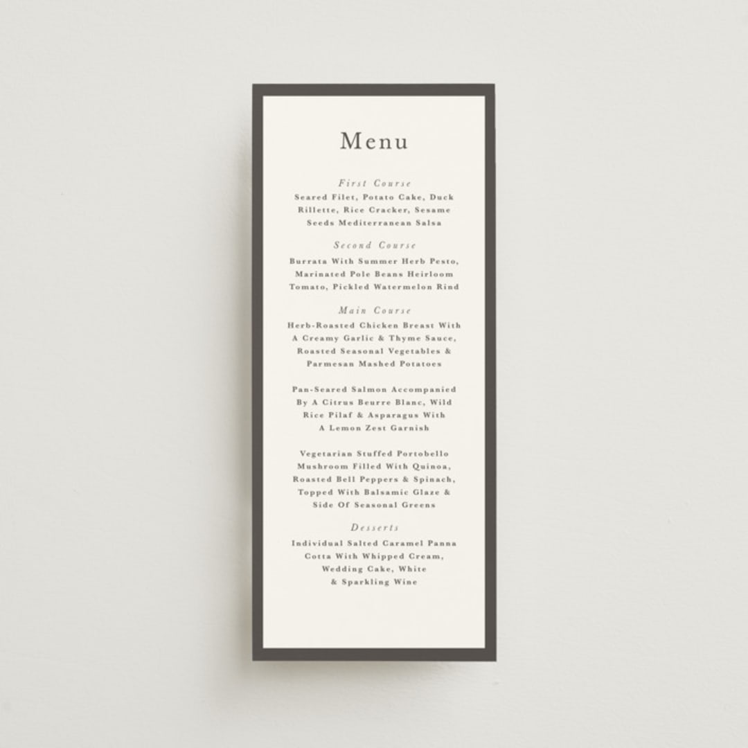 "monogram square" - Menus in Charcoal by Lori Wemple - Front