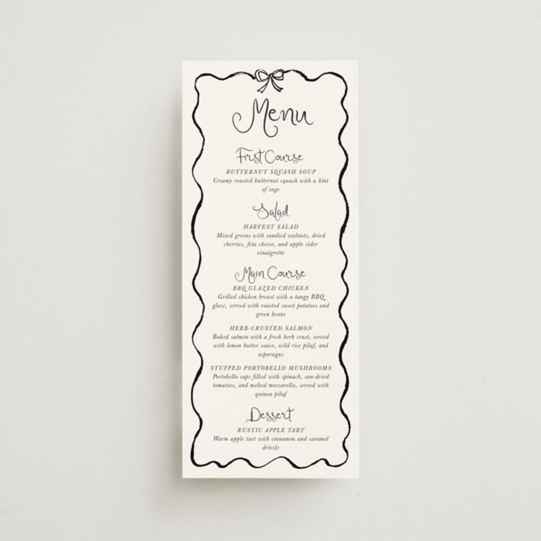 "quirky fun" - Menus in Tuxedo by Cass Loh - Front