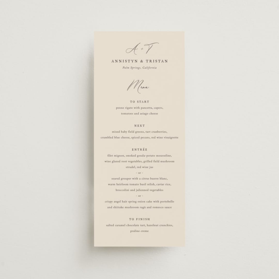 "Love Story" - Menus in Mocha by Jennifer Postorino - Front