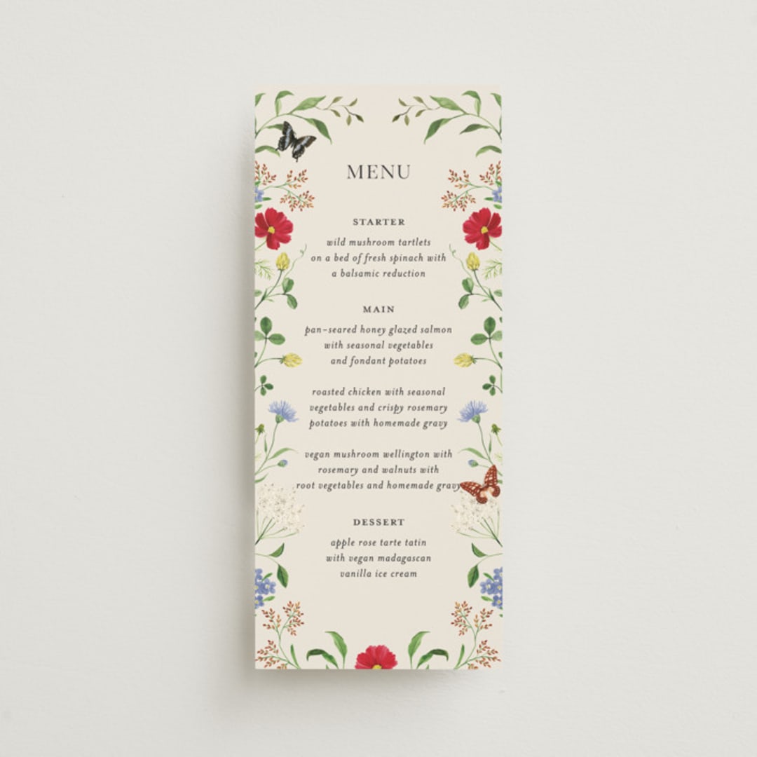 "Wild meadow" - Menus in Elder Flower by Sarah Knight - Front