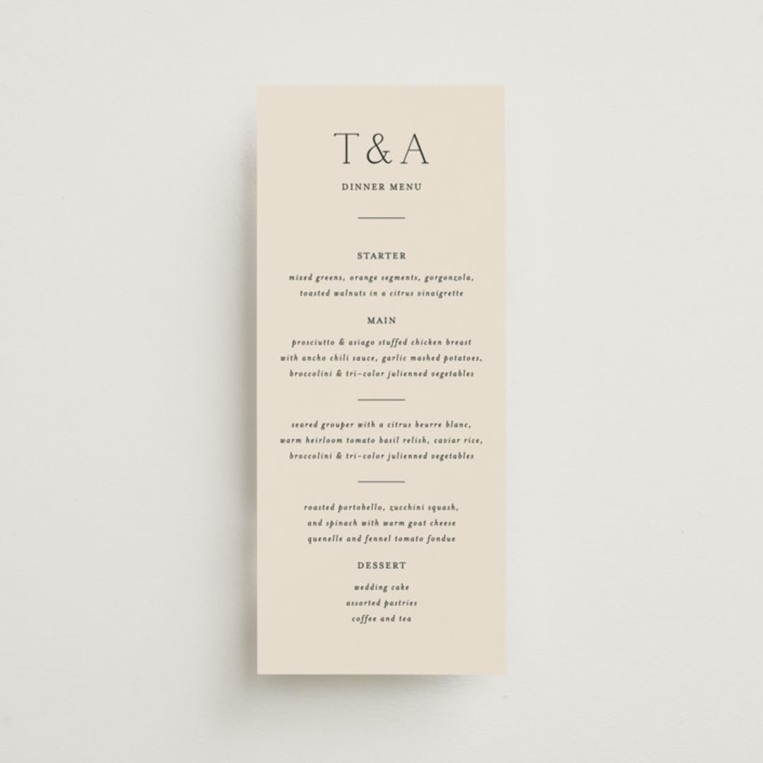 "In Love" - Menus in Linen by Vanessa Doyle - Front