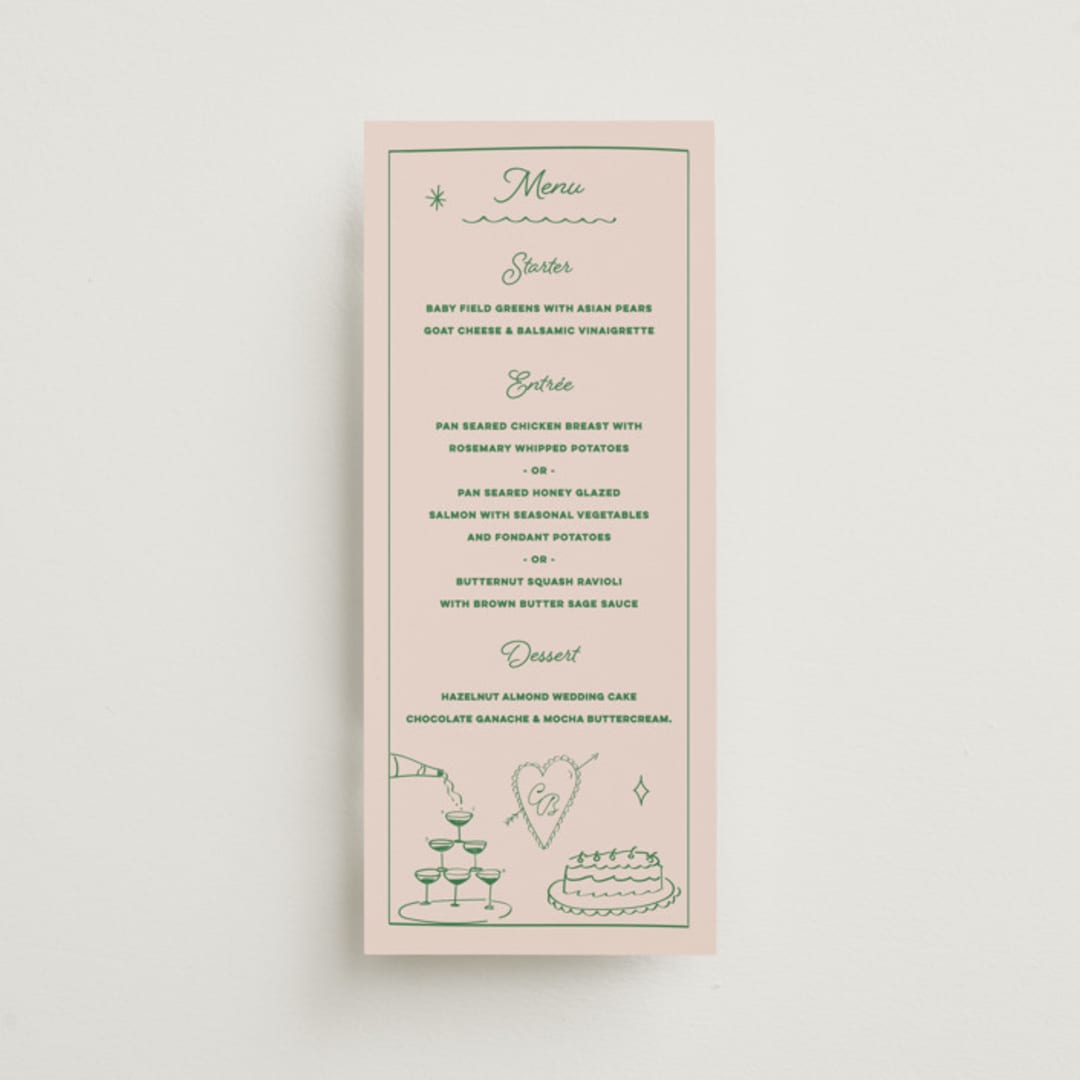"Crazy Little Thing Called Love" - Menus in Avocado by Helena Vitto - Front