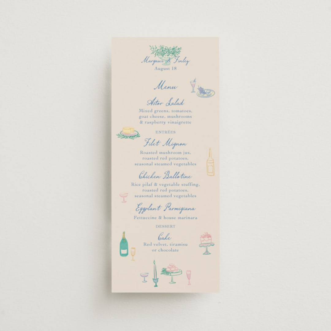 "Dining" - Menus in Pastel by Elly - Front