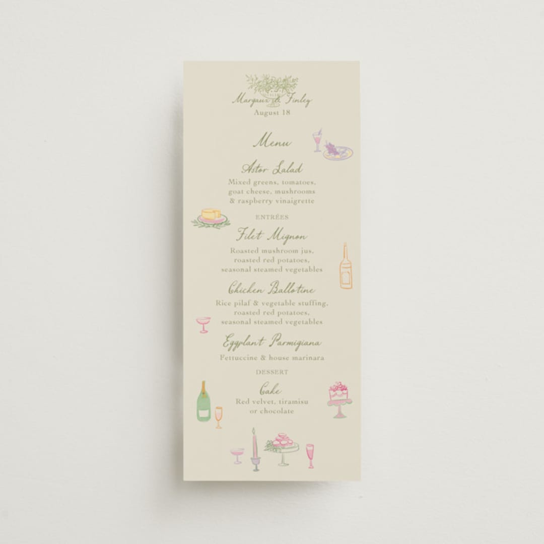 "Dining" - Menus in Olive by Elly - Front