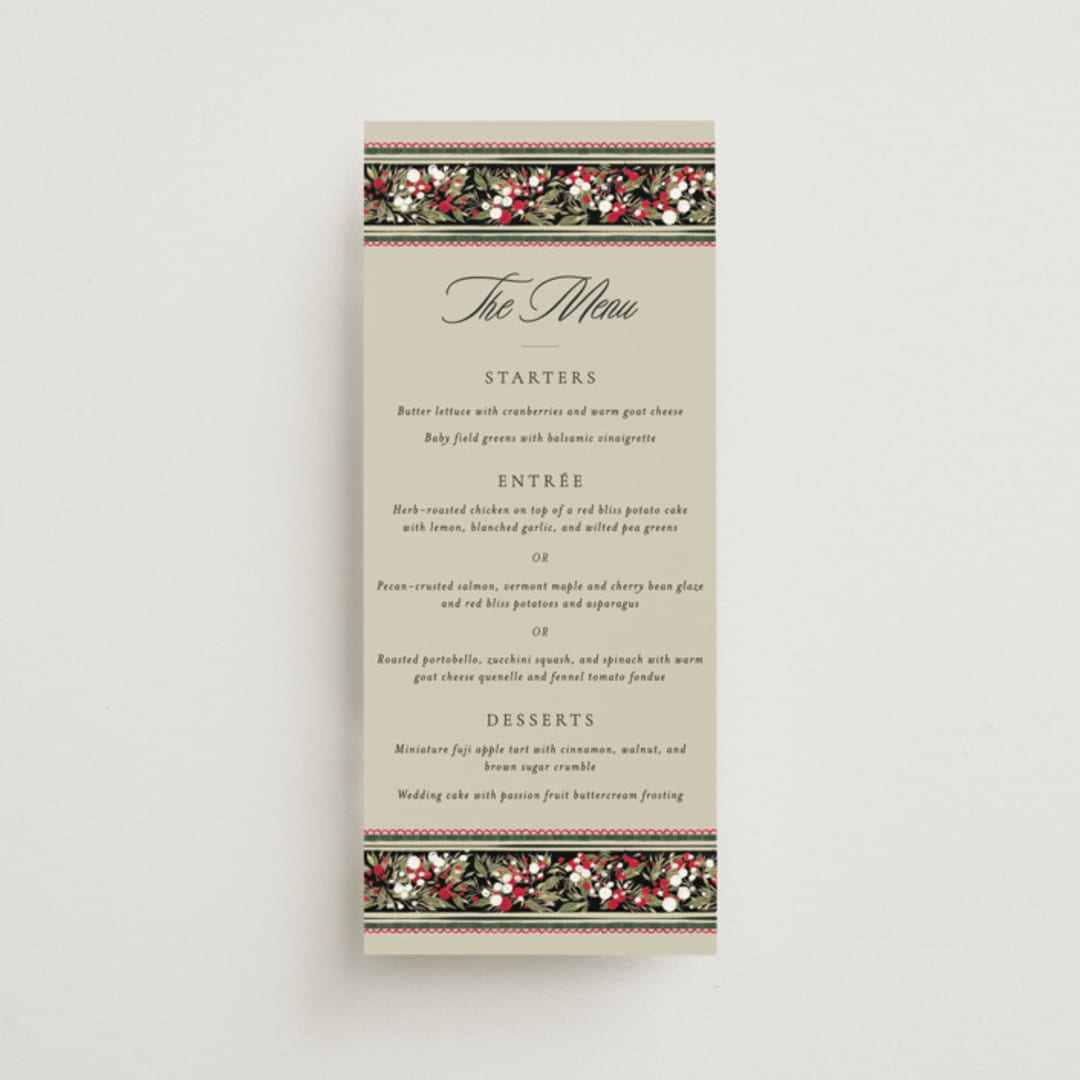 "holiday ribbon" - Menus in Ruby by Jackie Crawford - Front