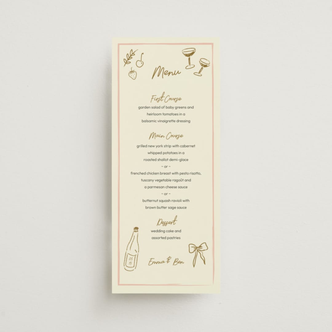 "Handwritten Letter" - Menus in Butterscotch by Helena Vitto - Front