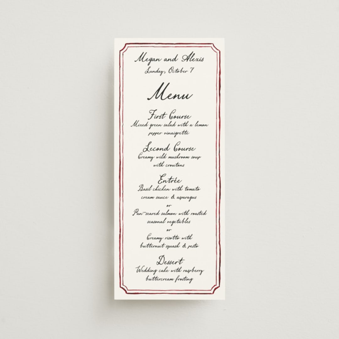 "Handwritten" - Menus in Wine by Cass Loh - Front