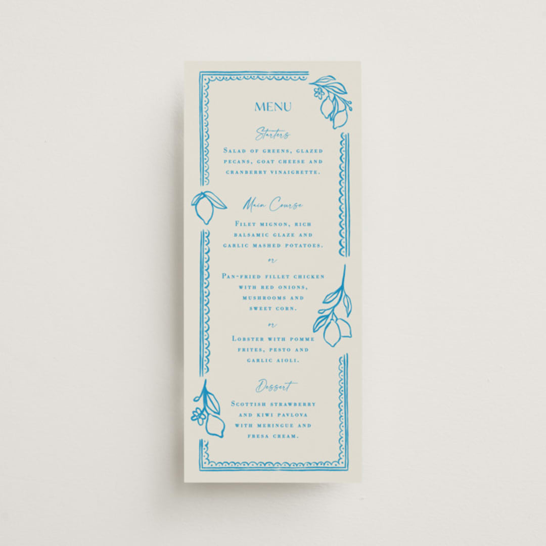 "Mediterraneo" - Menus in Ocean by Pati Cascino - Front