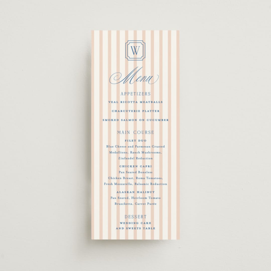 "Preppy" - Menus in Coral by Erin German - Front