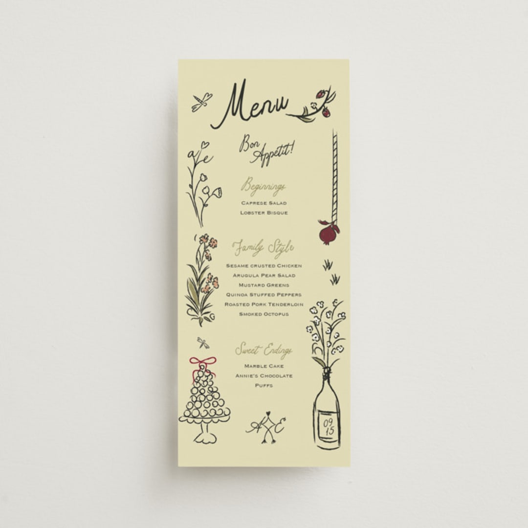 "Love Rests in a Garden" - Menus in Oat by Helena Vitto - Front