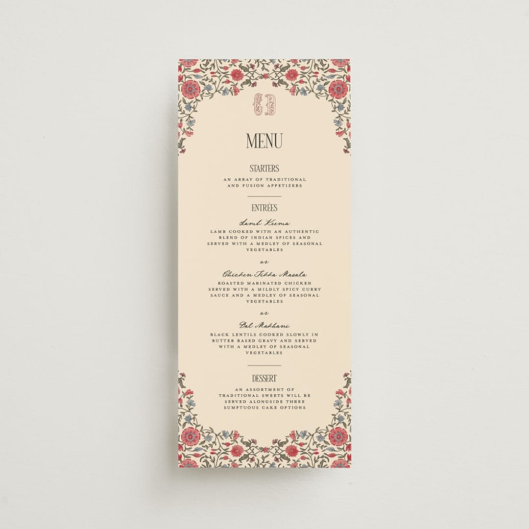 "Tapestry" - Menus in Almond by Jenna Holcomb - Front