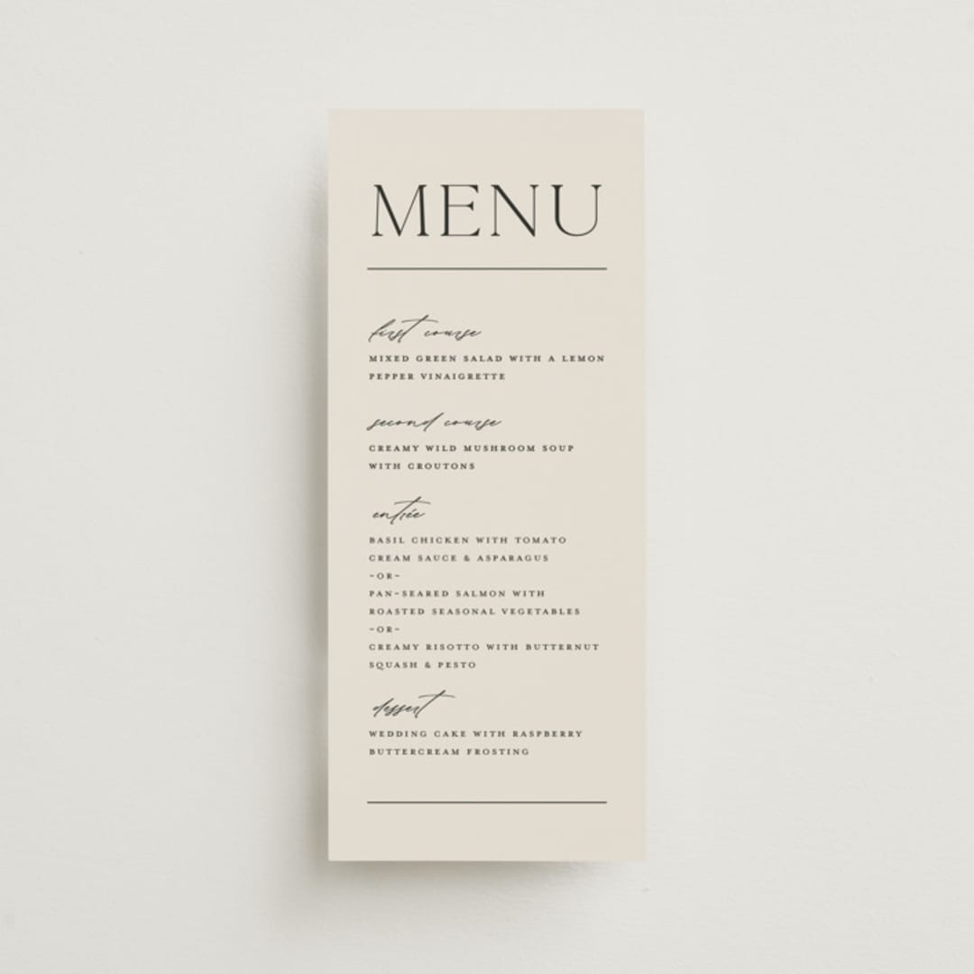 "Modern Monogram" - Menus in Ecru by Erica Krystek - Front