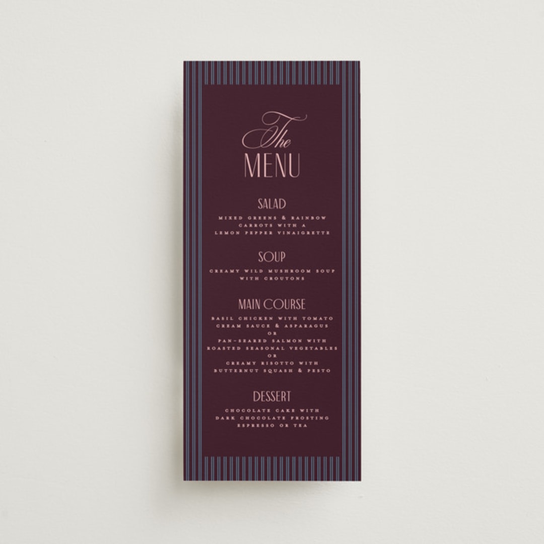 "sophisticate" - Menus in Plum by Owl and Toad - Front