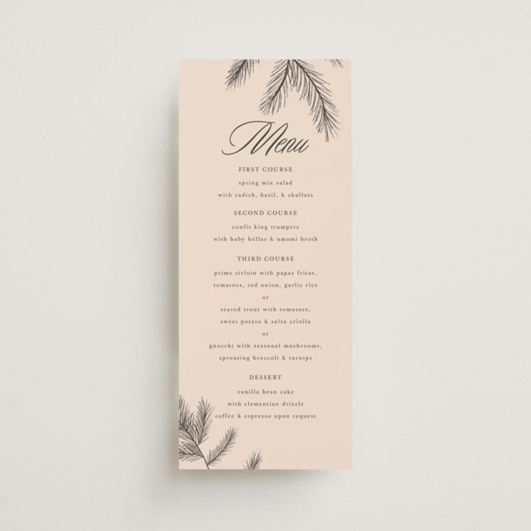 "Arboretum" - Menus in Almond by Morgan Kendall - Front