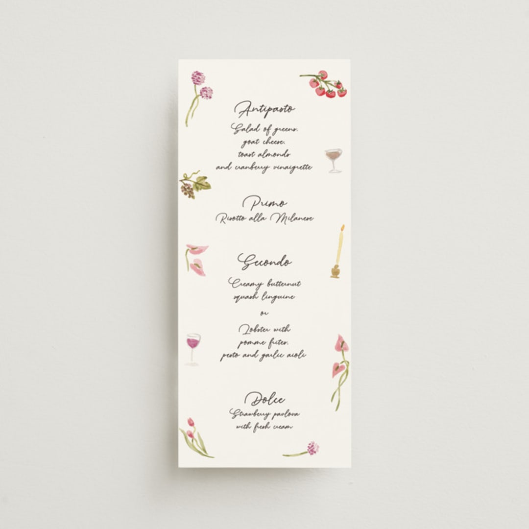 "Barolo" - Menus in Deep Blush by Pati Cascino - Front