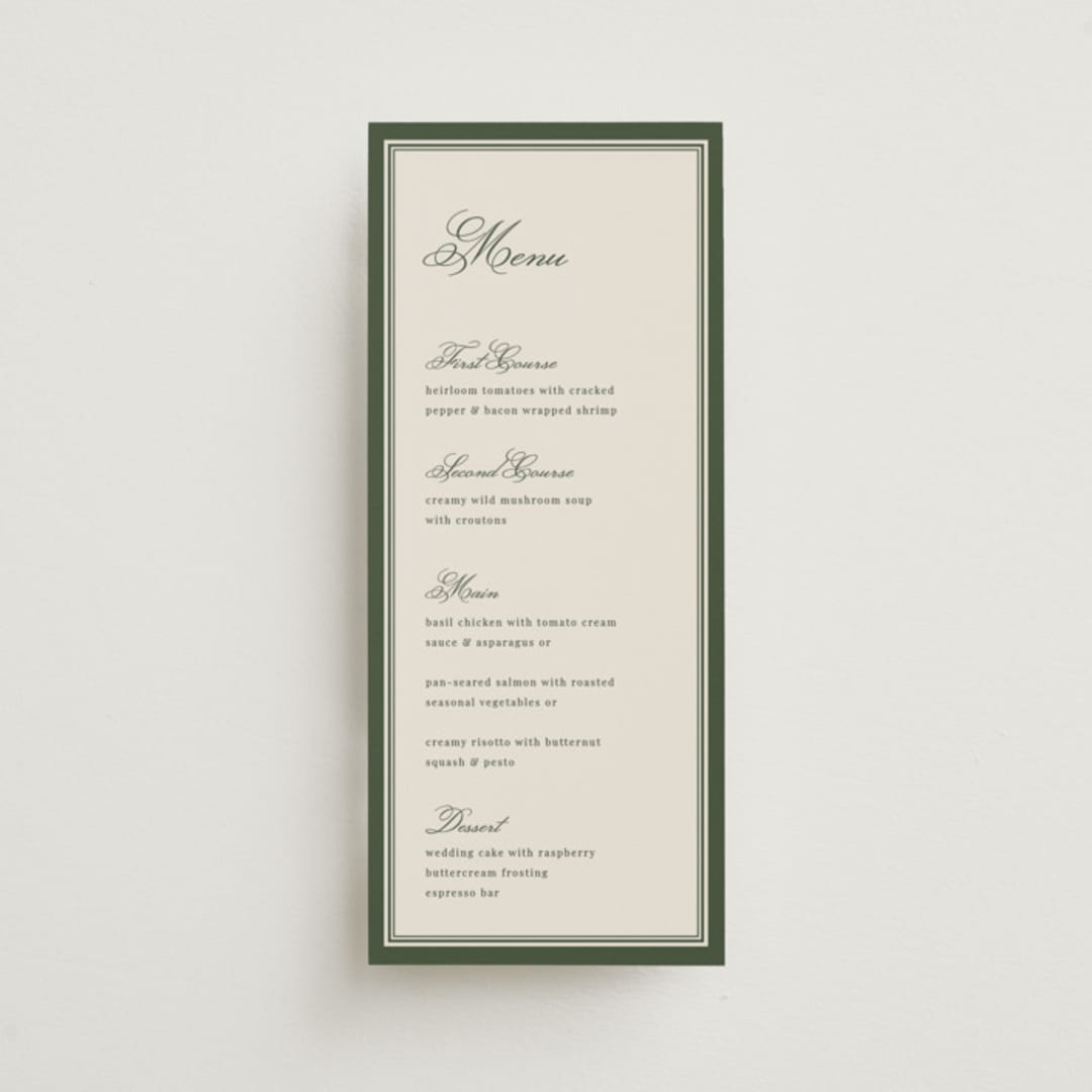 "Emerson" - Menus in Evergreen by Kelly Watkins - Front
