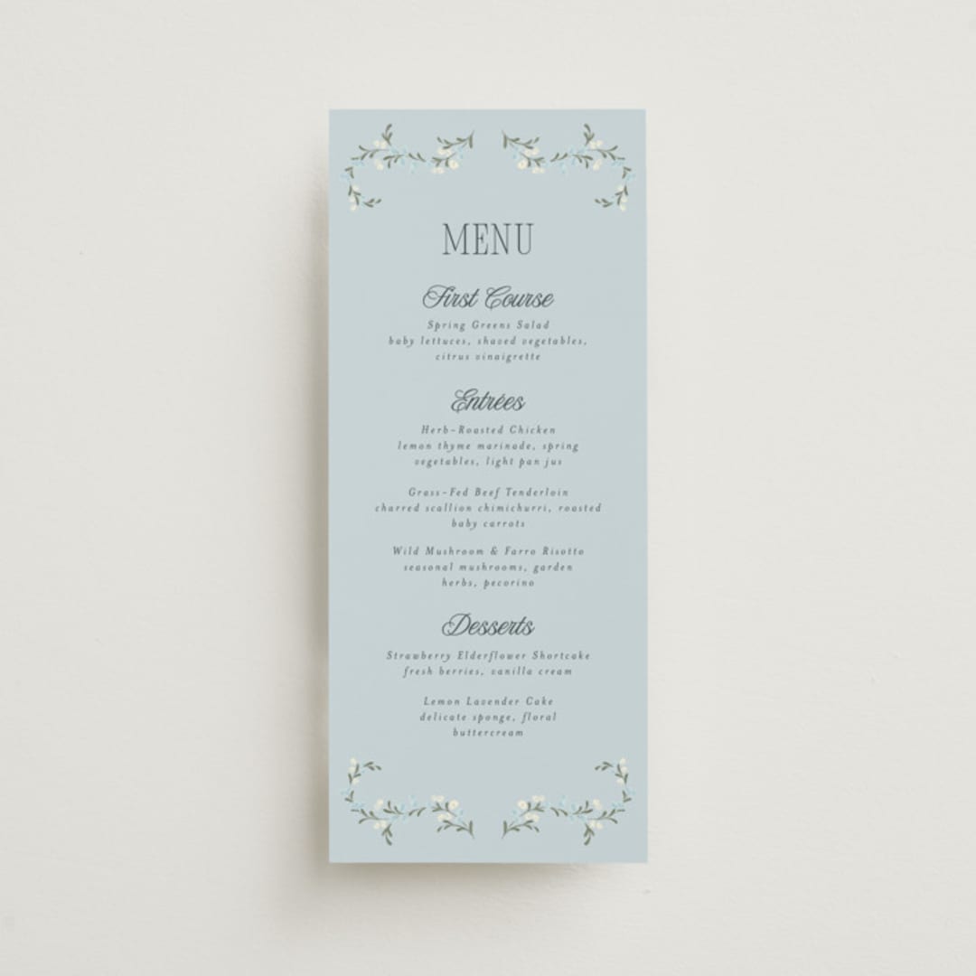 "Trailing Garden" - Menus in Butter mint by Laura Hankins - Front