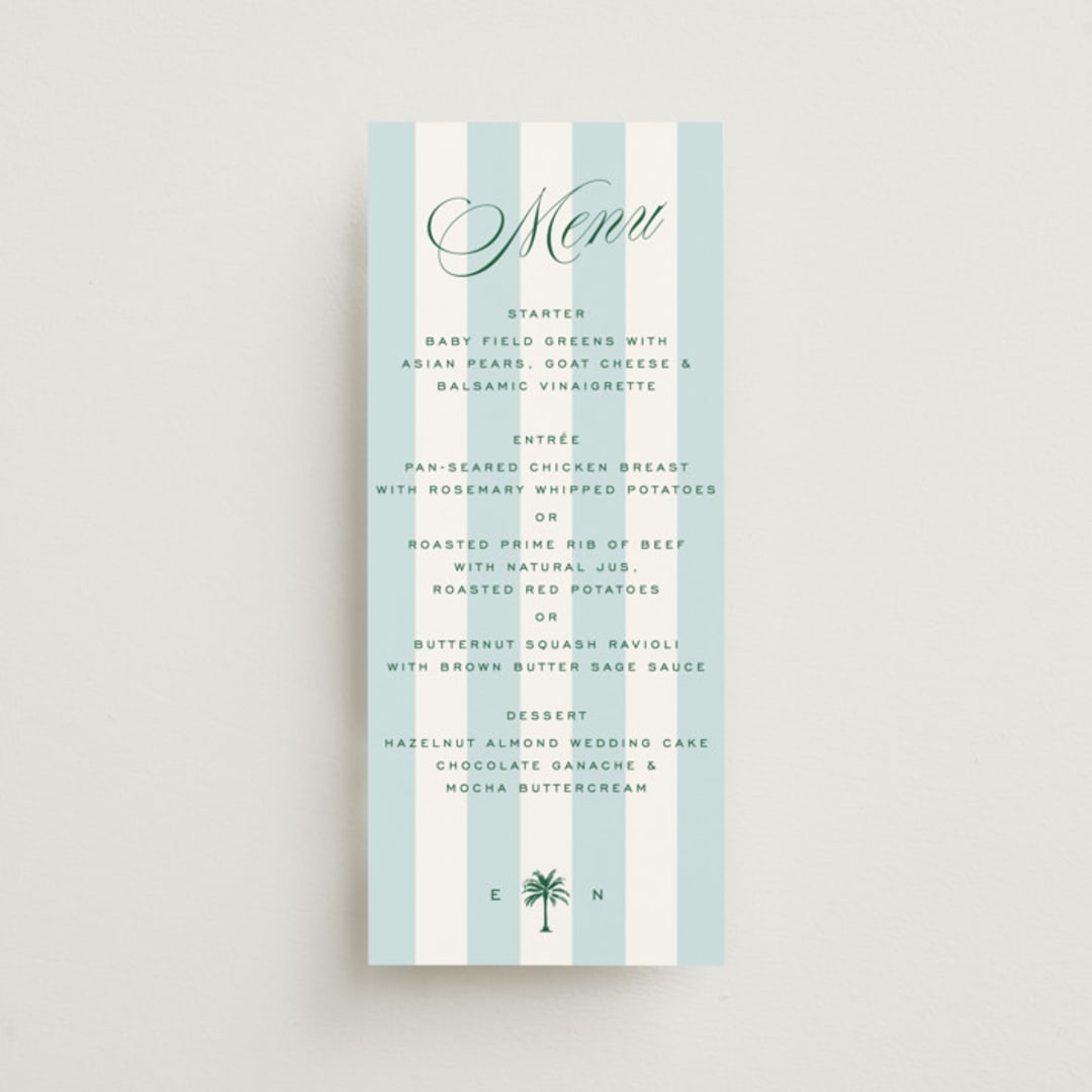 "Island Palm" - Menus in Low Tide by Susan Zinader - Front