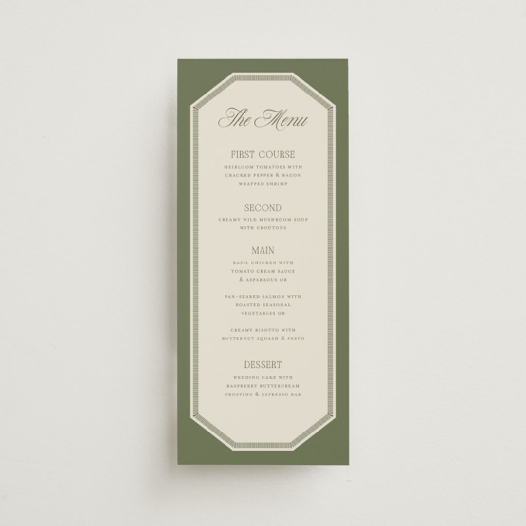 "Literary" - Menus in Moss by Kelly Watkins - Front