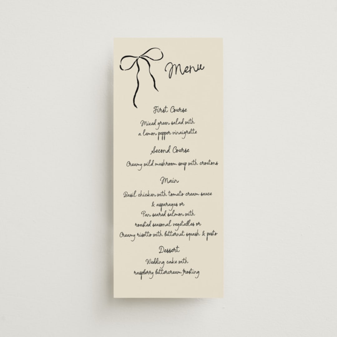 "Inkwoven" - Menus in Tuxedo by Jelena Vuletic - Front