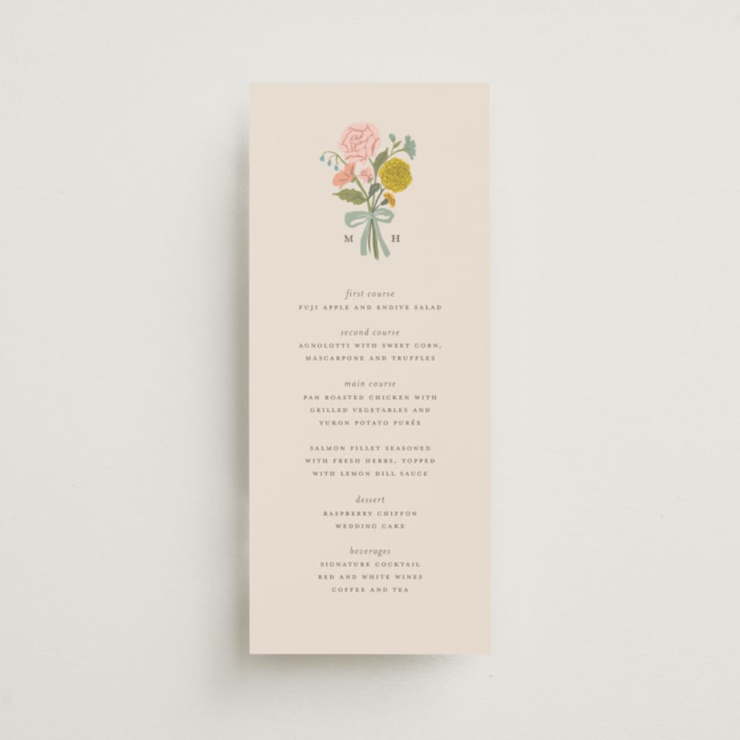 "floral bouquet" - Menus in Cream by Lori Wemple - Front