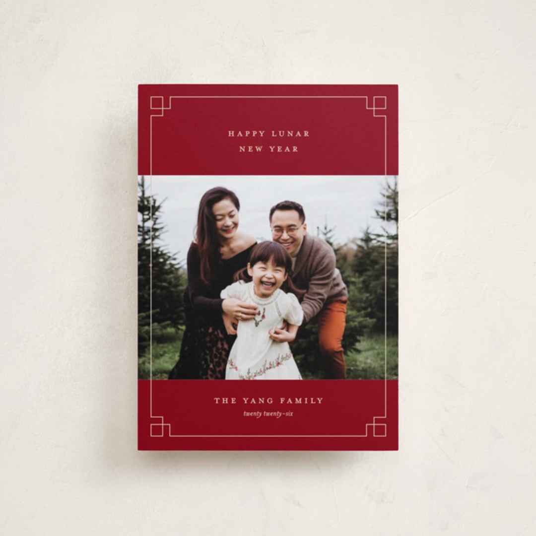 "Happy Lunar New Year" - Lunar New Year Cards in Cranberry by Pixel and Hank - Front