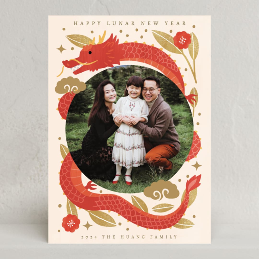 "Year of Dragon" - Lunar New Year Cards in Cream by Cindy Chu - Front