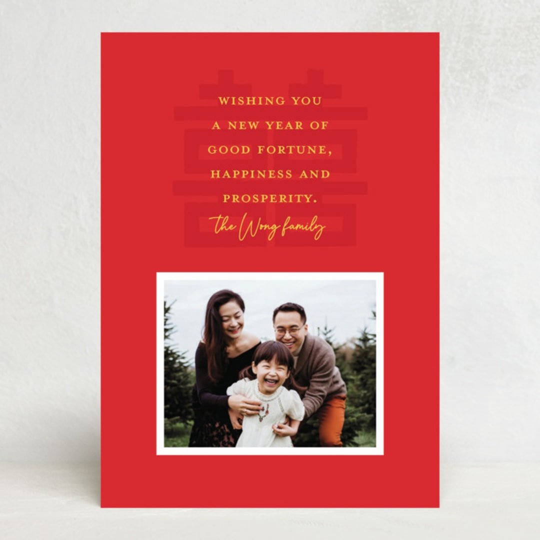 "Lunar New Year Wishes" - Lunar New Year Cards in Scarlet by Alexandra Cohn - Front