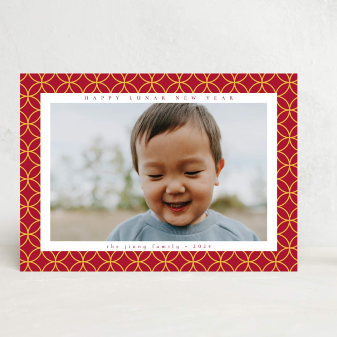 "Shimmering" - Lunar New Year Cards in Crimson by Emily Sabol Goss - Front