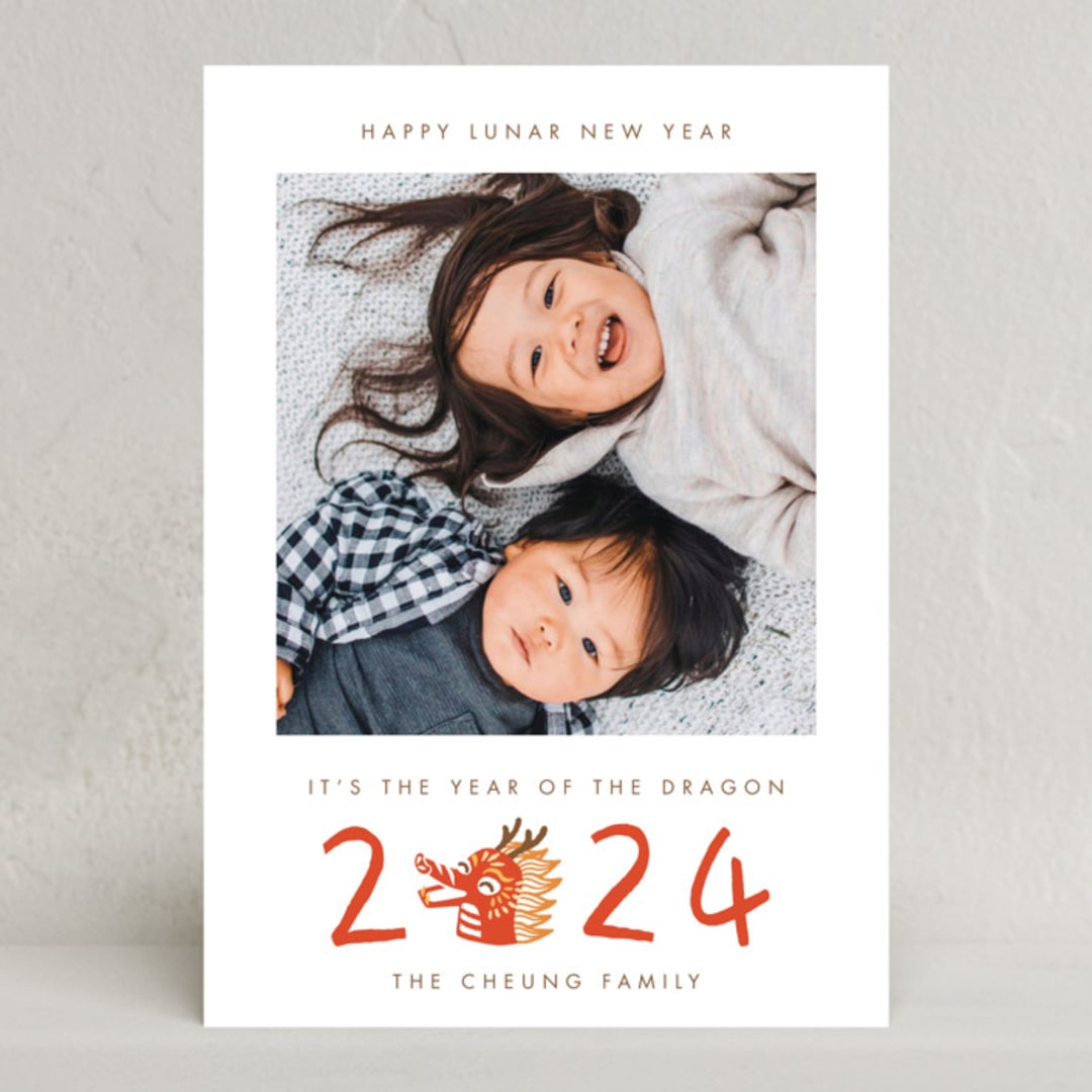 "Chinese Dragon Year" - Lunar New Year Cards in Kumquat by Vivian Yiwing - Front