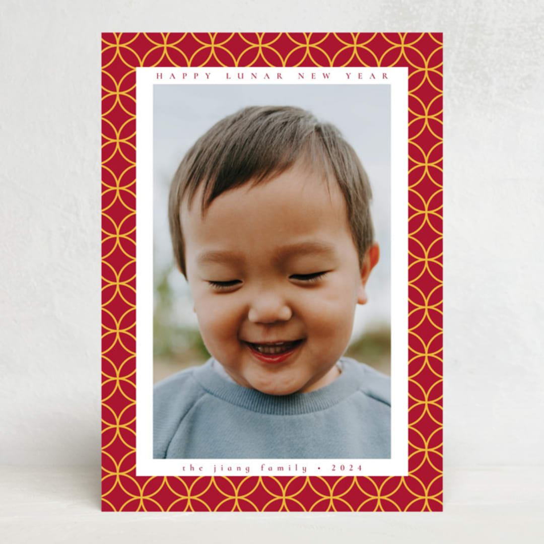 "Shimmering" - Lunar New Year Cards in Crimson by Emily Sabol Goss - Front