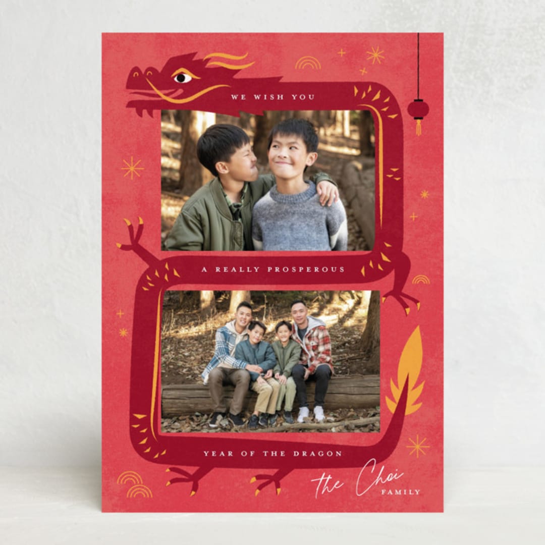 "Dragon wishes" - Lunar New Year Cards in Firecracker by Leia Matt - Front