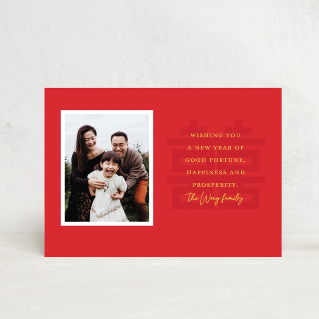 "Lunar New Year Wishes" - Lunar New Year Cards in Scarlet by Alexandra Cohn - Front