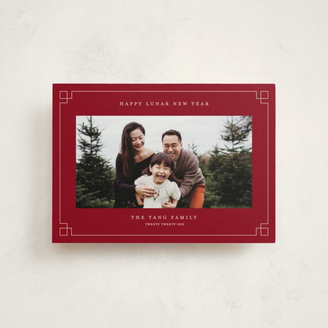 "Happy Lunar New Year" - Lunar New Year Cards in Cranberry by Pixel and Hank - Front