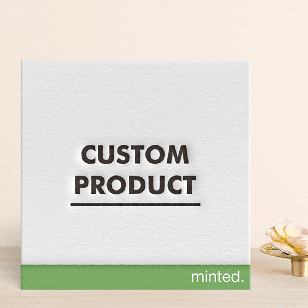 "Square Custom" - Letterpress Wedding Invitations in Pear | Soft Black | Blind Deboss by Minted Custom - Front
